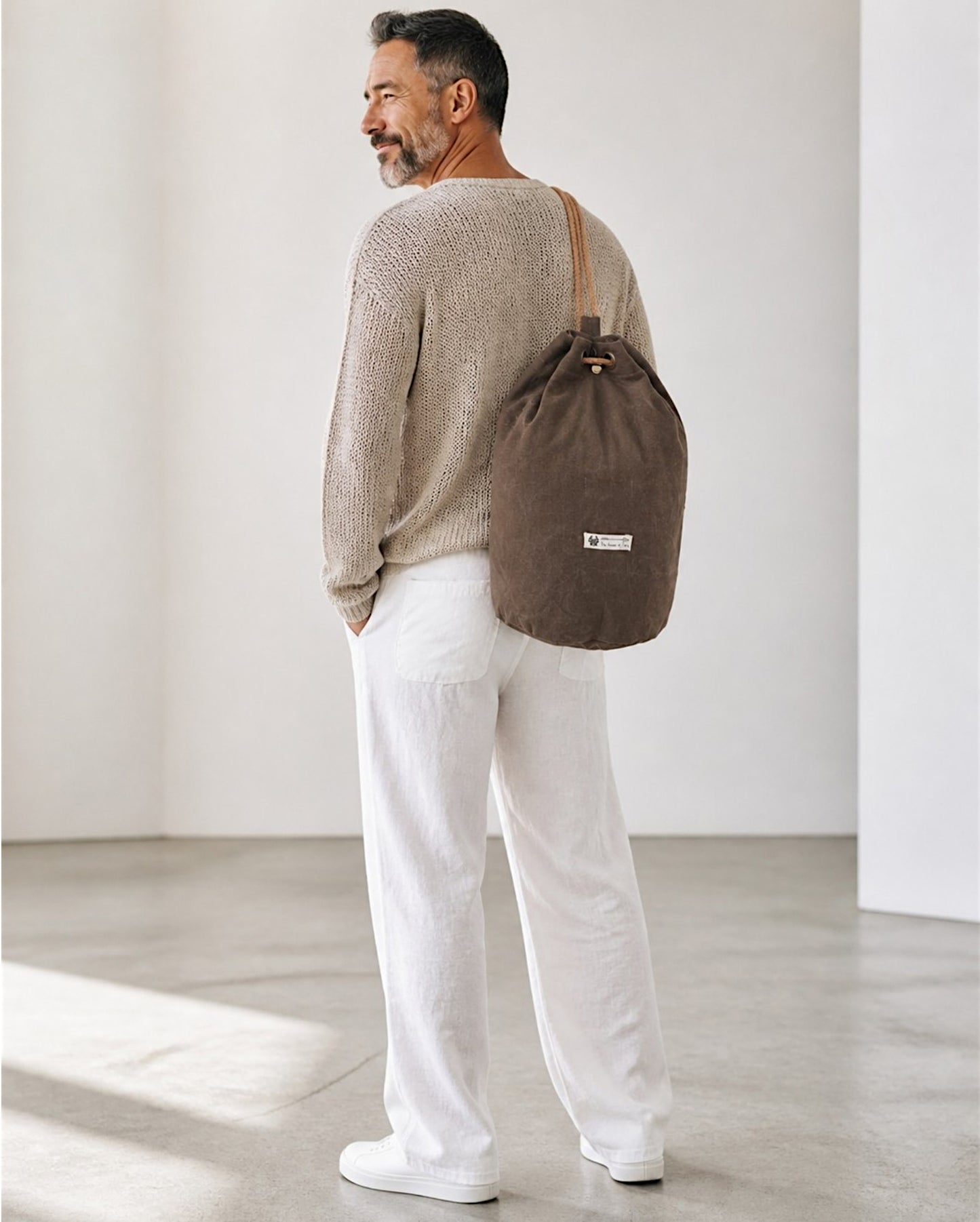 Distressed Canvas Backpack/Rucksack for Men & Women 20 Litres | Casual Cotton Bag with Spacious Compartment & Drawstring Strap | Stylish Bag suitable for College, Hiking & Everyday Essentials