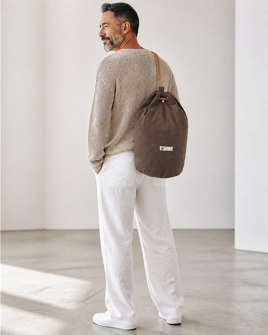 Distressed Canvas Backpack/Rucksack for Men & Women 20 Litres | Casual Cotton Bag with Spacious Compartment & Drawstring Strap | Stylish Bag suitable for College, Hiking & Everyday Essentials