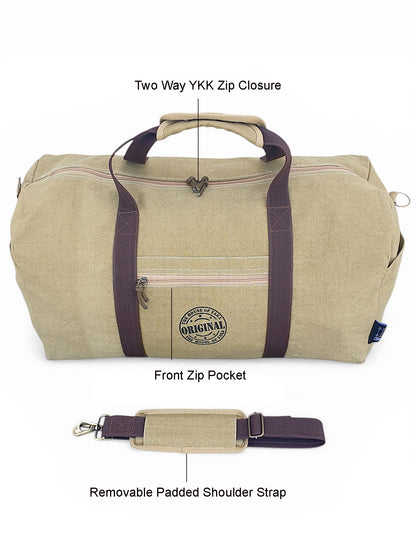 Canvas Travel Duffle Bag | 53 litres | Sports Duffel | Gym Bags | for Men and Women | 100% Cotton Lining | Detachable Broad Strap | Airline Carry-On Luggage | Oversize |