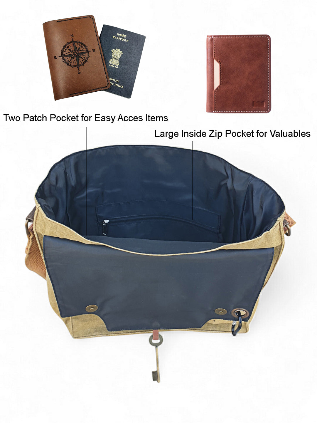 Sturdy Cotton Canvas Messenger Bags for Men and Women | With two Magnetic Snap Buttons Flap Closure, Adjustable Body Strap & Multiutility Lobster Hook