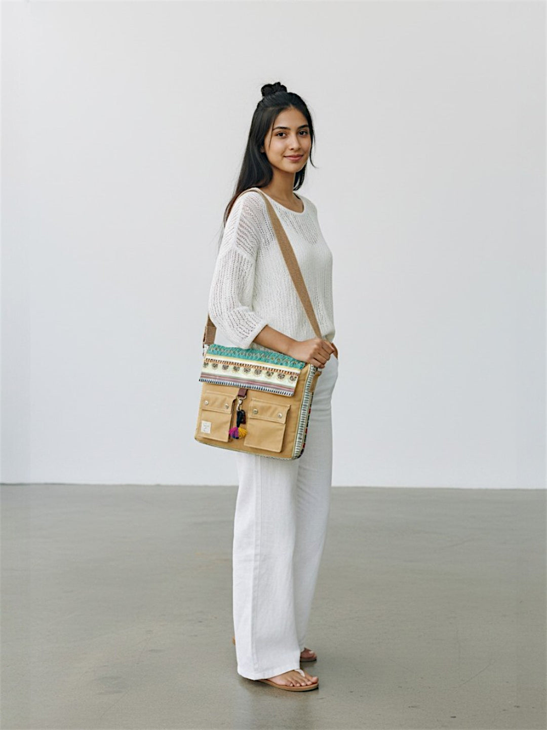 Messenger Bags for Women | Teal Laptop Messenger Bag made with Canvas | Fits up to 15.6 Inches Laptop/MacBook | Ladies Crossbody Sling Bag Comes with 2 External Pockets