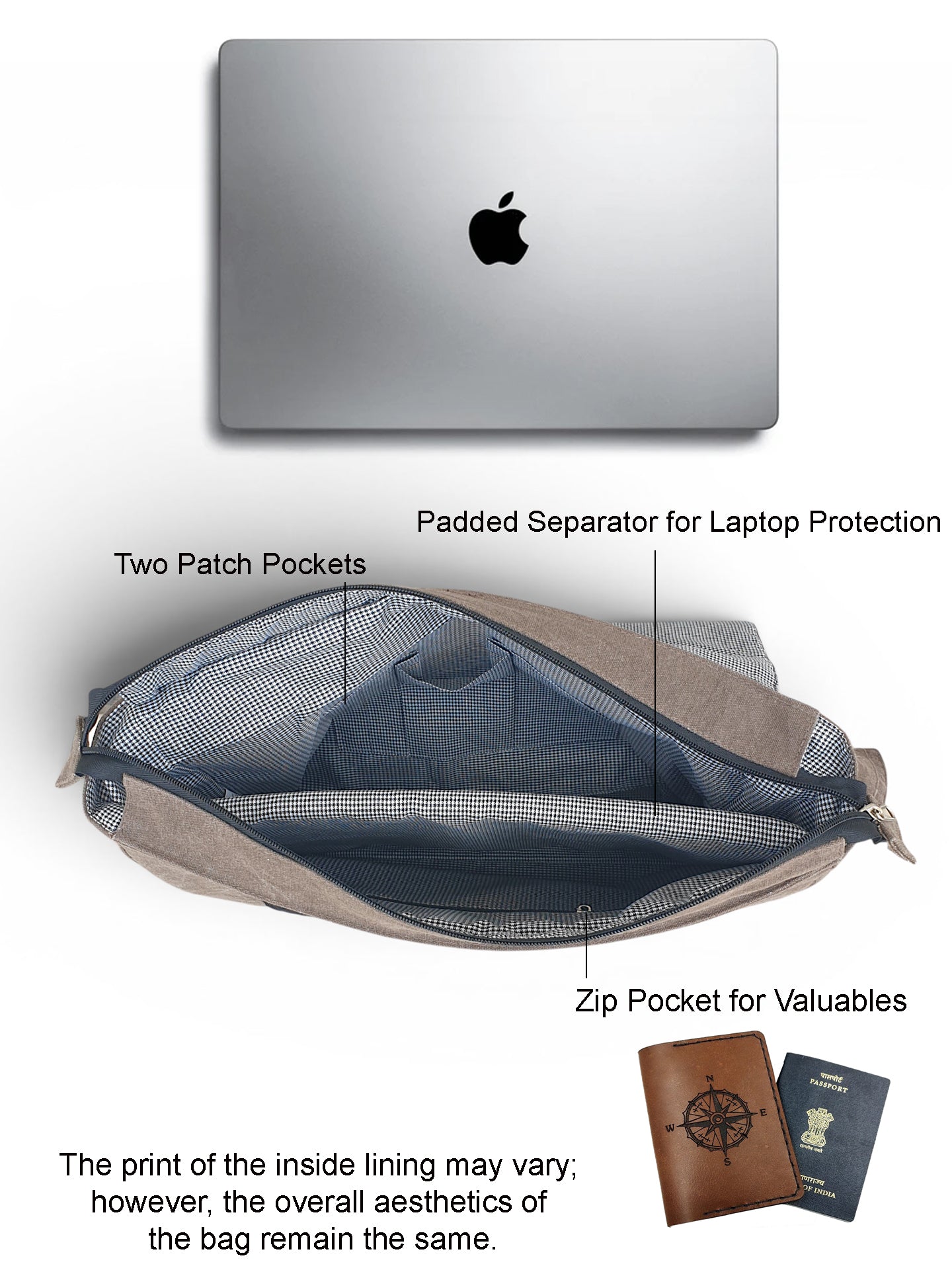 Distressed Cotton Canvas Messenger Bag for Men and Women | Printed Crossbody Sling Bag With Laptop Compartment (Upto 15.6 Inch), Broad Adjustable Straps