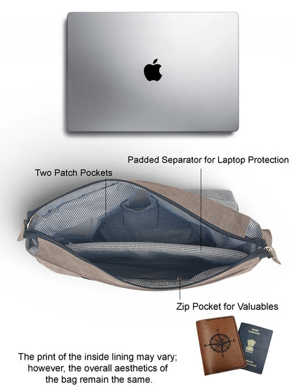 Distressed Cotton Canvas Messenger Bag for Men and Women | Printed Crossbody Sling Bag With Laptop Compartment (Upto 15.6 Inch), Broad Adjustable Straps