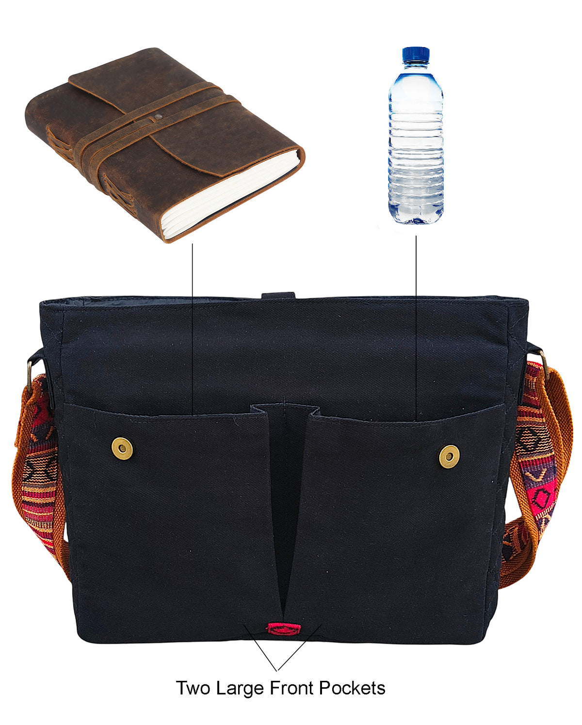 Handloom Fabric Messenger Bags for Women | Cotton Canvas Laptop Sling Bag Upto 15.6 Inches | Stylish Crossbody Sling Bag Comes with Flap Closure &  Inner Lining