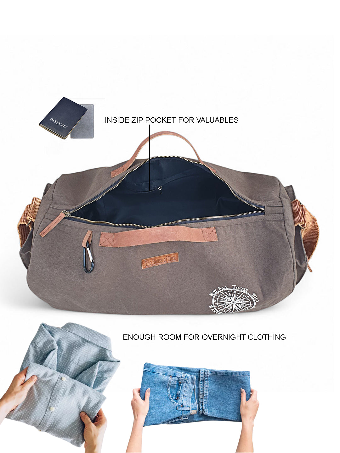 Canvas Travel Duffle Bag | 25 litres | Sports Duffel | Gym Bags | for Men and Women | Adjustable Broad Strap | Airline Carry-On Luggage | Quick Access Pockets |