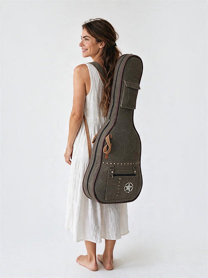 Cotton Canvas Fabric Acoustic Guitar Bag Cover for Men and Women | Modern Guitar Case | 100% Cotton Inner Lining | Adjustable Straps | Padded Protection | Zip Pocket |