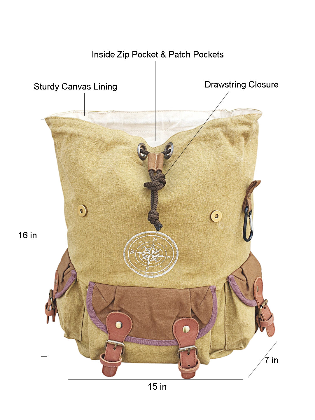 Backpack for Men & Women 27 Liters | Large Bag with Broad Adjustable Straps & 3 External Pockets | Spacious Casual Backpacks For College & Travel (Khaki Green)