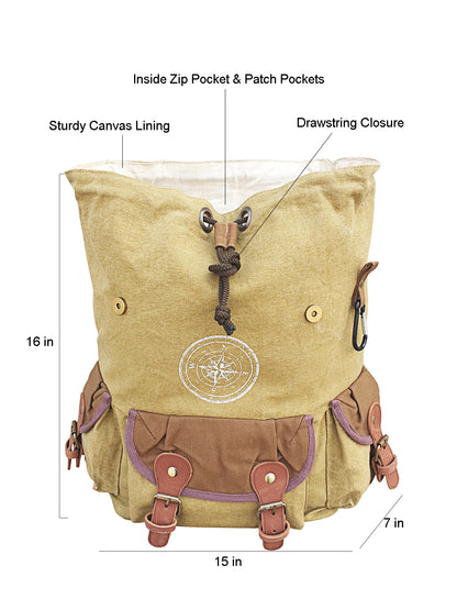 Backpack for Men & Women 27 Liters | Large Bag with Broad Adjustable Straps & 3 External Pockets | Spacious Casual Backpacks For College & Travel (Khaki Green)