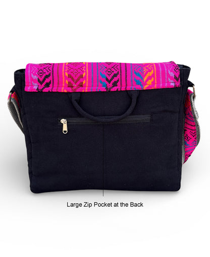 Handloom Fabric Messenger Bags for Women | Cotton Canvas Laptop Sling Bag Upto 15.6 Inches | Stylish Crossbody Sling Bag Comes with Flap Closure &  Inner Lining