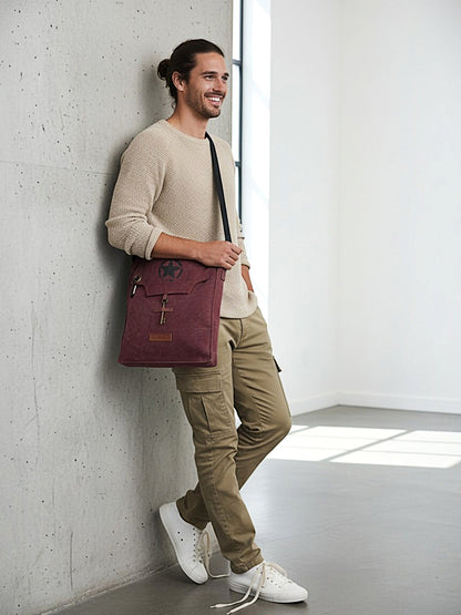 Sturdy Cotton Canvas Messenger Bags for Men and Women | With two Magnetic Snap Buttons Flap Closure, Adjustable Body Strap & Multiutility Lobster Hook