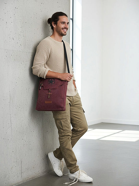 Sturdy Cotton Canvas Messenger Bags for Men and Women | With two Magnetic Snap Buttons Flap Closure, Adjustable Body Strap & Multiutility Lobster Hook