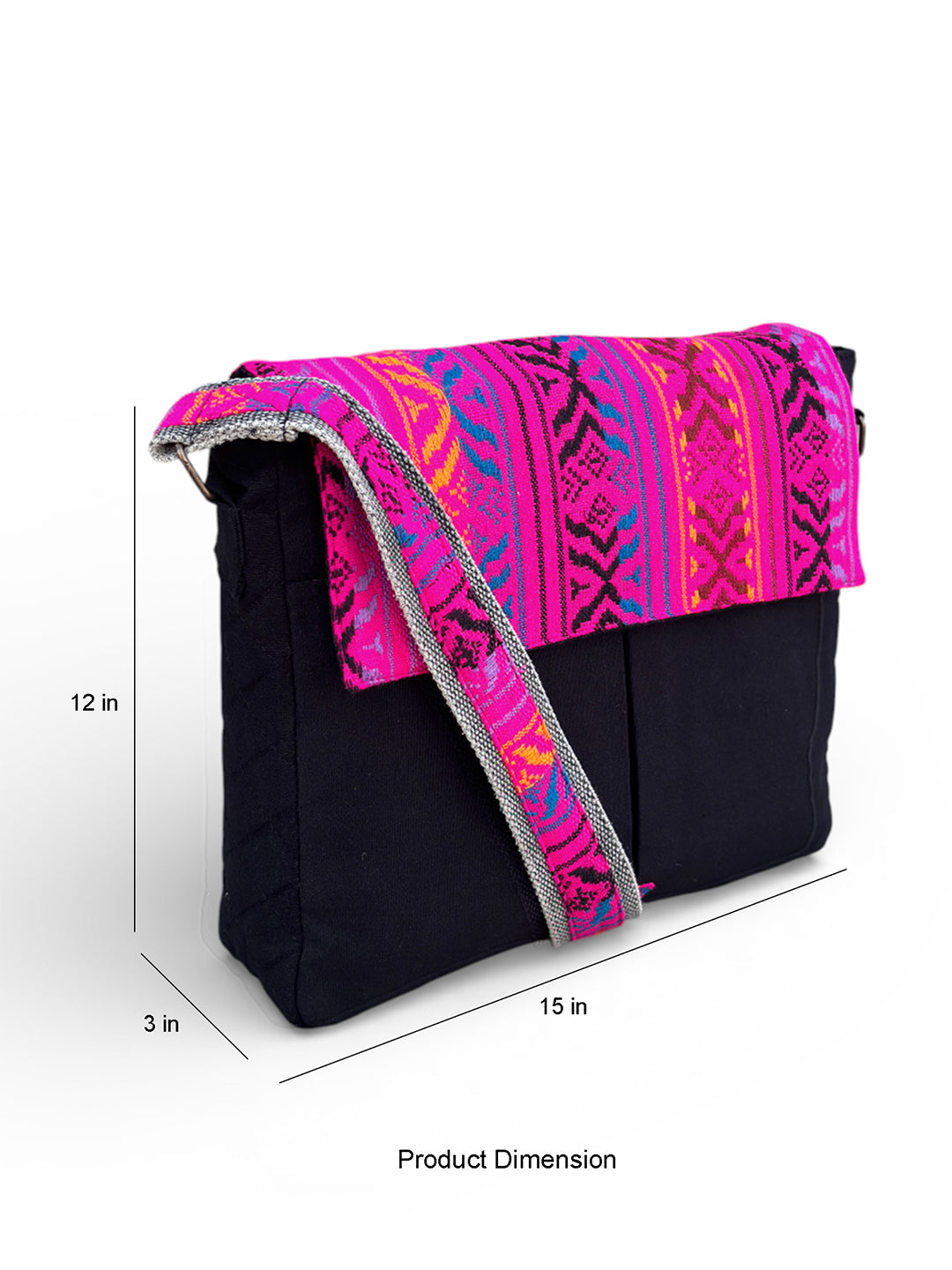 Handloom Fabric Messenger Bags for Women | Cotton Canvas Laptop Sling Bag Upto 15.6 Inches | Stylish Crossbody Sling Bag Comes with Flap Closure &  Inner Lining