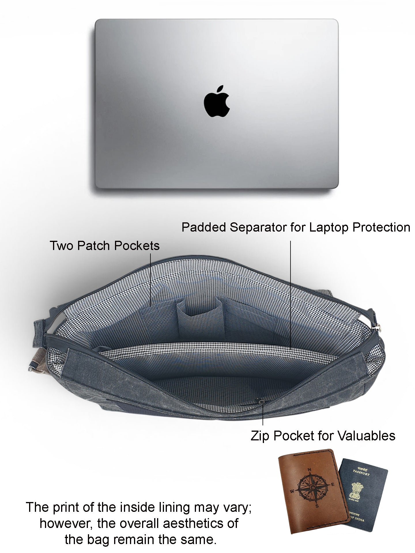 Distressed Cotton Canvas Messenger Bag for Men and Women | Printed Crossbody Sling Bag With Laptop Compartment (Upto 15.6 Inch), Broad Adjustable Straps