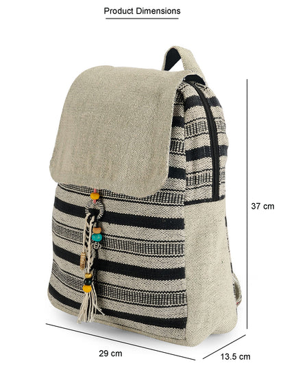 Handloom Fabric Backpack for Women 10 Litres | Multicolour Casual Cloth Bag with  Inner lining | Stylish Bag suitable for College, Travel & Beach