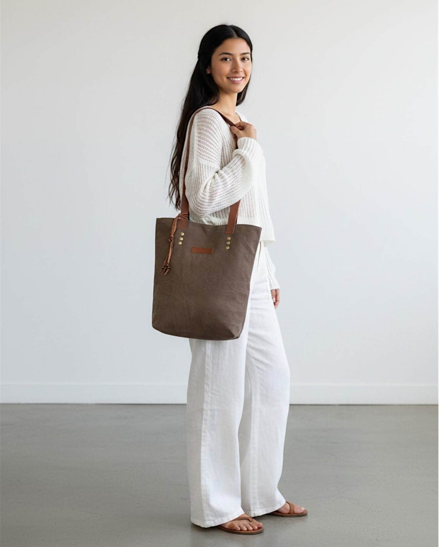 Distressed Finish Heavy Canvas Tote Handbag | Tassel Embellished | Magnetic Closure & Internal Zip Pocket Shoulder Bag | For College, Office and Daily Use | For Women