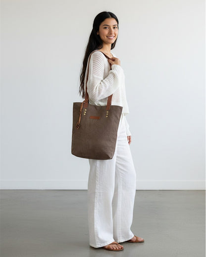 Distressed Finish Heavy Canvas Tote Handbag | Tassel Embellished | Magnetic Closure & Internal Zip Pocket Shoulder Bag | For College, Office and Daily Use | For Women