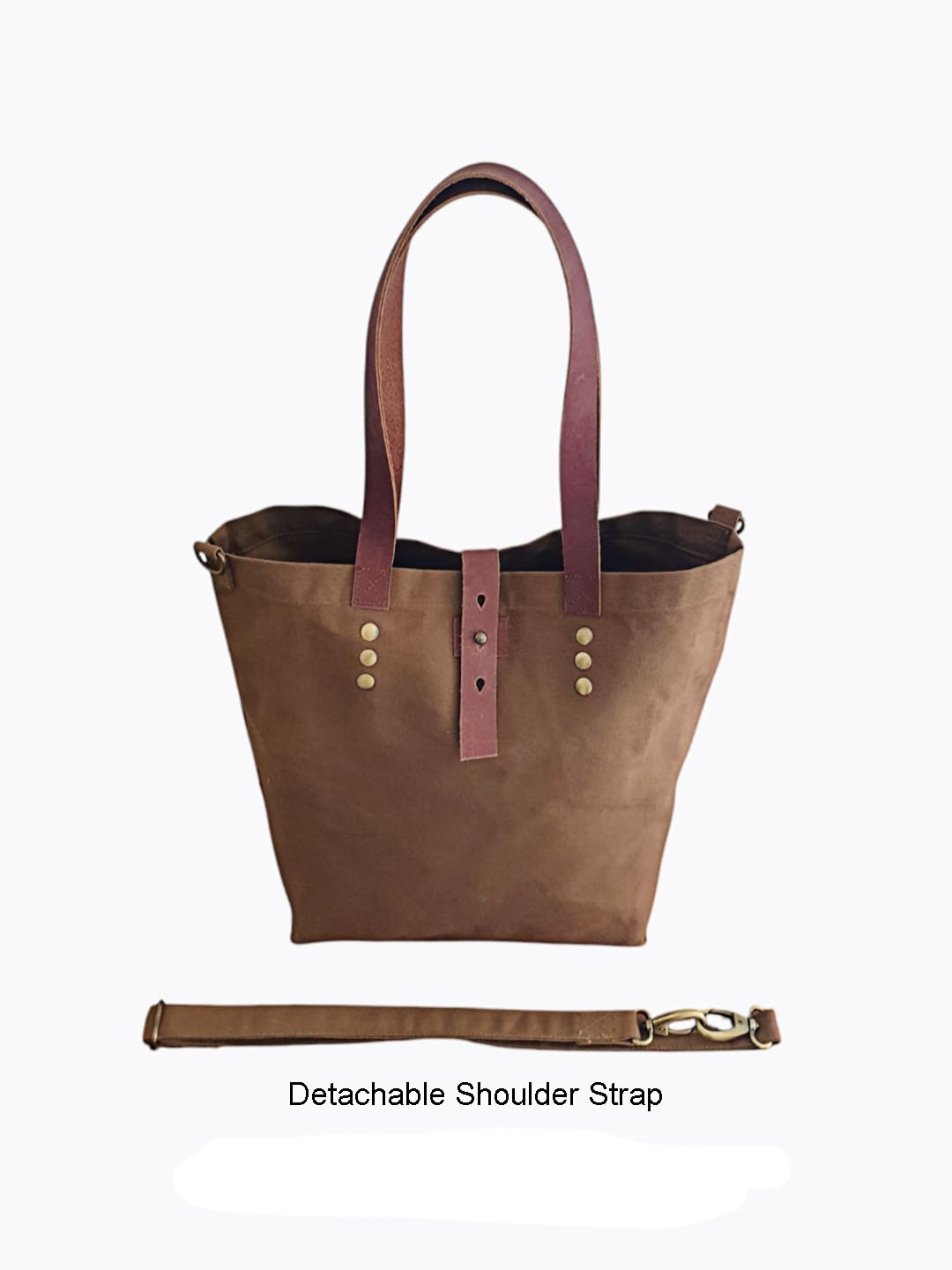 The House of tara Convertible Handbag | Canvas Tote Bag | Casual Cross Body Sling Bag | Khaki Color | Leather Strap Closure and External Pocket | Adjustable Strap Cotton Shoulder Bag For Women