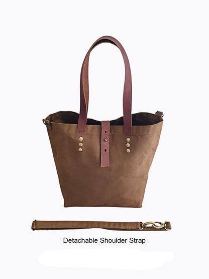 The House of tara Convertible Handbag | Canvas Tote Bag | Casual Cross Body Sling Bag | Khaki Color | Leather Strap Closure and External Pocket | Adjustable Strap Cotton Shoulder Bag For Women