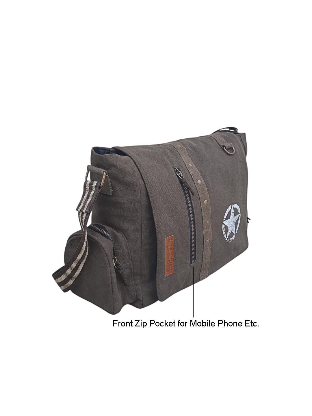 The House of tara Sturdy Cotton Canvas Messenger Bags for Men and Women | Two Magnetic Snap Buttons on Flap, Zip Closure, Adjustable Body Strap I Crossbody Sling | External Zip Pockets
