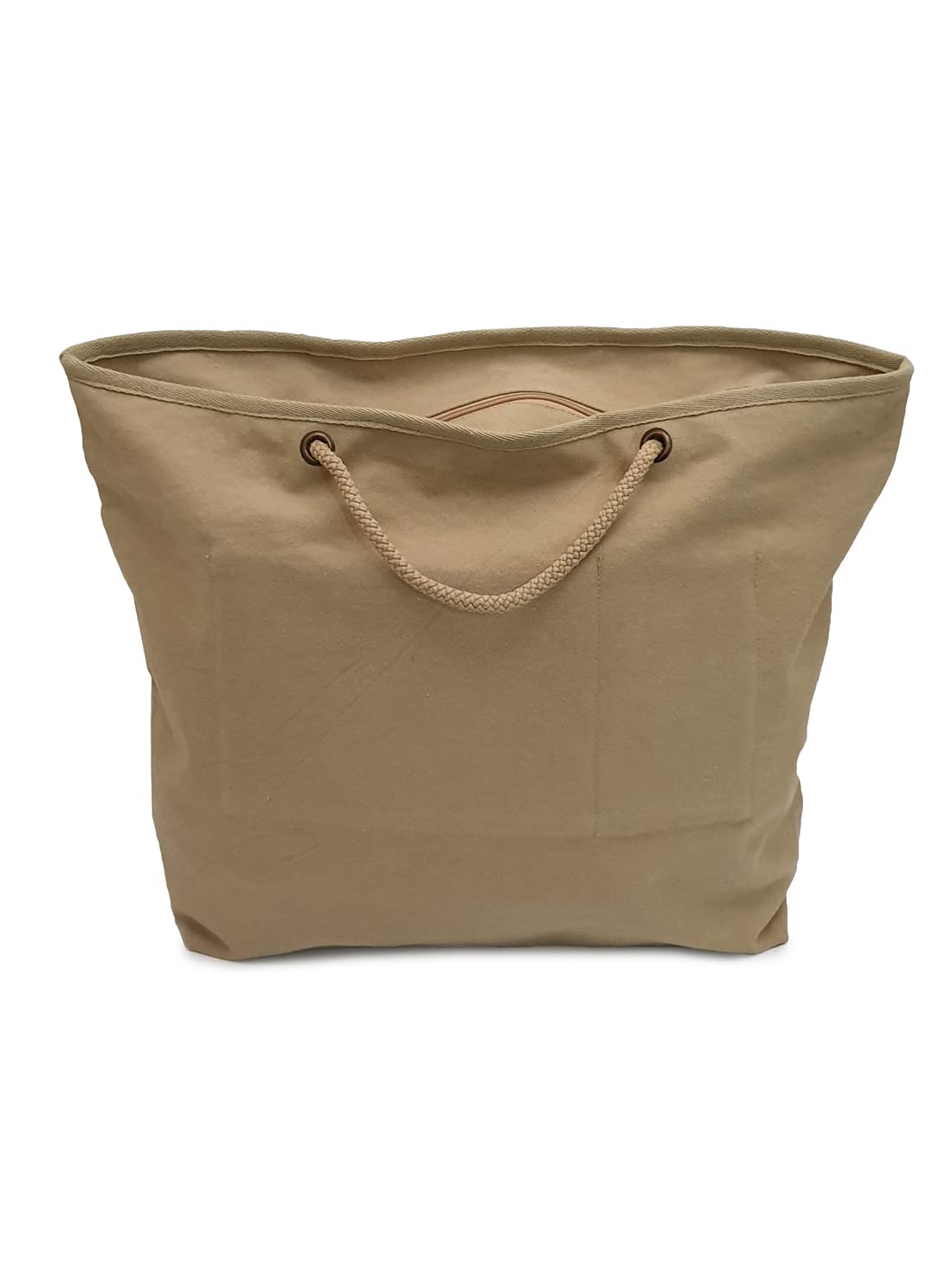 The House of tara Padded Canvas Tote Bag with Zip Pouch | Metallic Zipper Closure | Compartment for IPad/Tablet & Sunglsses/Phone | Bottle Holder | Strong Nylon Handles | Women