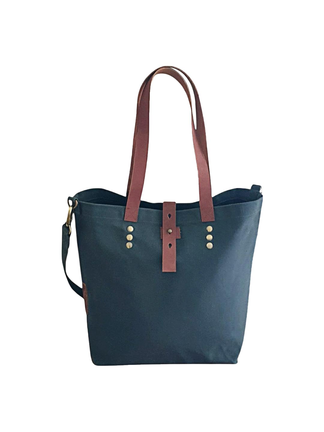 The House of tara Convertible Handbag | Canvas Tote Bag | Casual Cross Body Sling Bag | Combat Blue Color | Leather Strap Closure and External Pocket | Adjustable Strap Cotton Shoulder Bag For Women