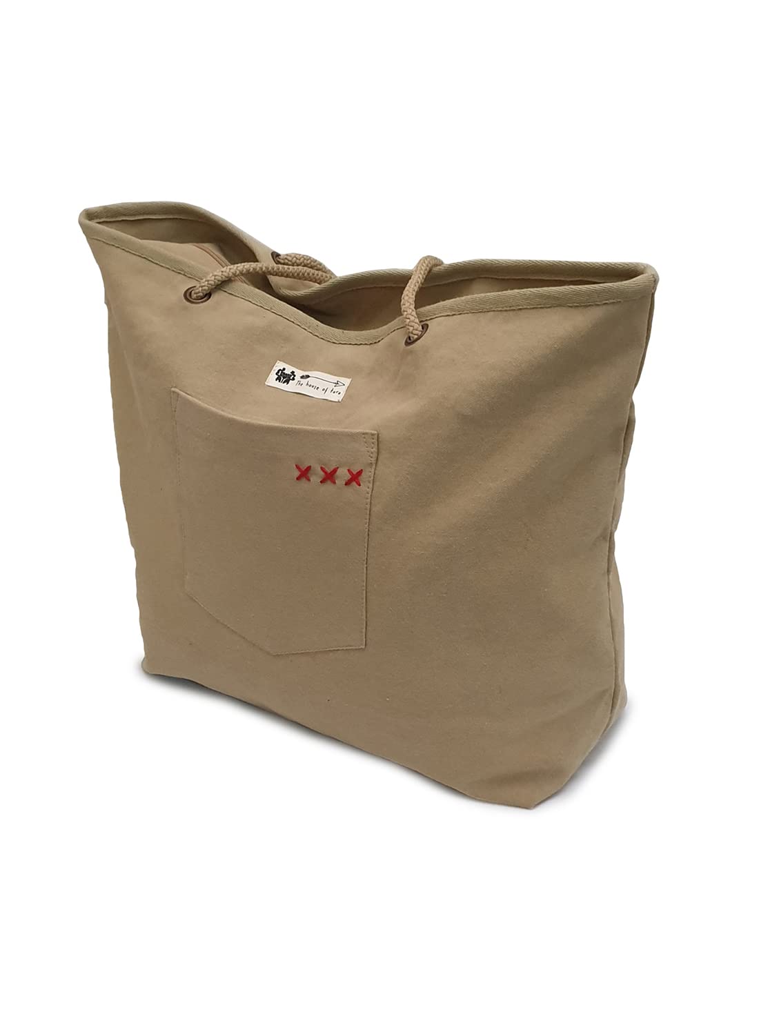 The House of tara Padded Canvas Tote Bag with Zip Pouch | Metallic Zipper Closure | Compartment for IPad/Tablet & Sunglsses/Phone | Bottle Holder | Strong Nylon Handles | Women