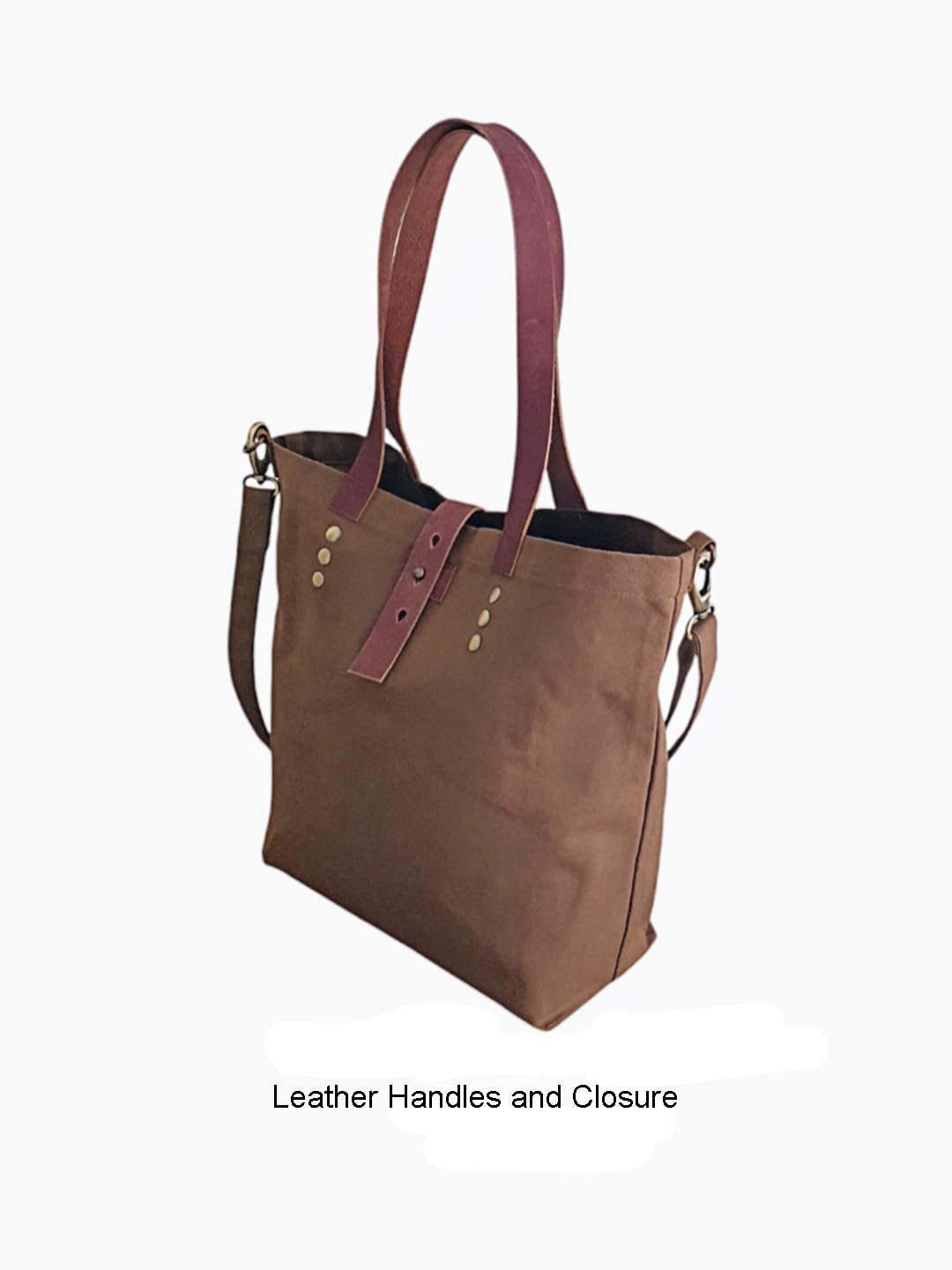 The House of tara Convertible Handbag | Canvas Tote Bag | Casual Cross Body Sling Bag | Khaki Color | Leather Strap Closure and External Pocket | Adjustable Strap Cotton Shoulder Bag For Women