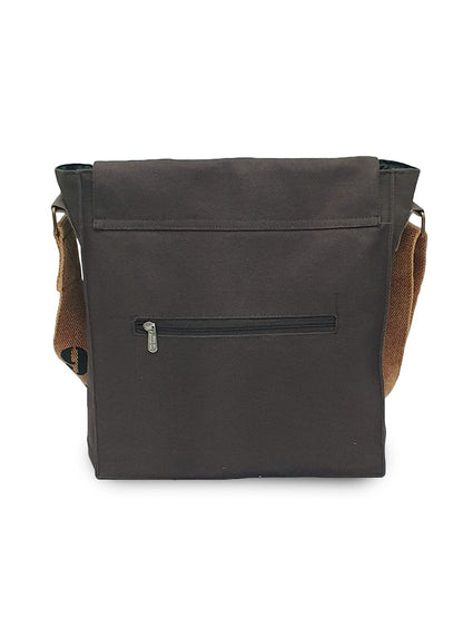 The House of tara Sturdy Cotton Canvas Messenger Bags for Men and Women | With two Magnetic Snap Buttons Flap Closure, Adjustable Body Strap & Multiutility Lobster Hook (Beige)