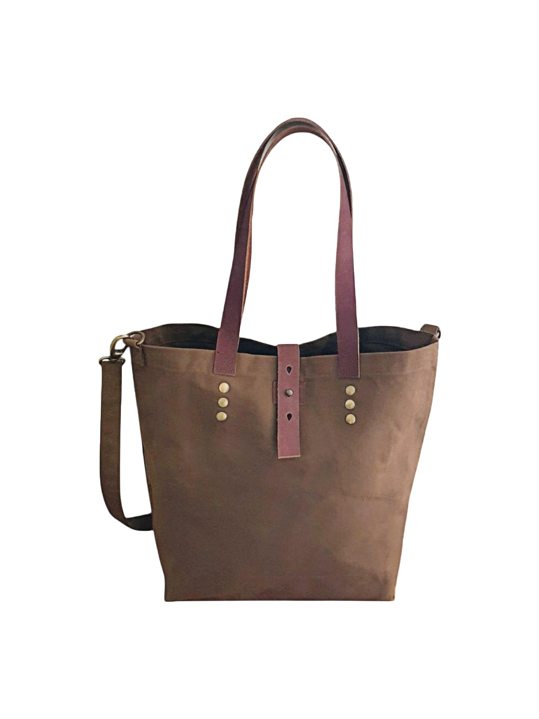 The House of tara Convertible Handbag | Canvas Tote Bag | Casual Cross Body Sling Bag | Khaki Color | Leather Strap Closure and External Pocket | Adjustable Strap Cotton Shoulder Bag For Women