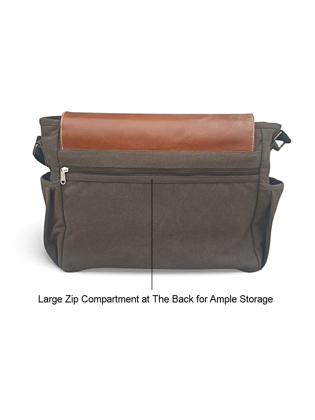 The House of tara Leather & Canvas Messenger Bag for Men and Women | Fits Laptop Upto 15.6 Inch I Crossbody Bag with Canvas Lining, Adjustable Straps & Padded Partition (Olive Brown)