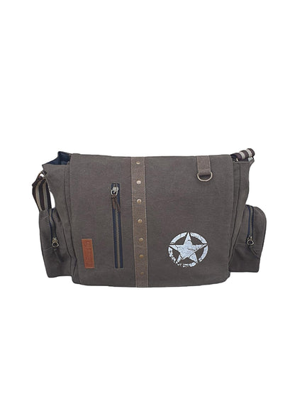 The House of tara Sturdy Cotton Canvas Messenger Bags for Men and Women | Two Magnetic Snap Buttons on Flap, Zip Closure, Adjustable Body Strap I Crossbody Sling | External Zip Pockets