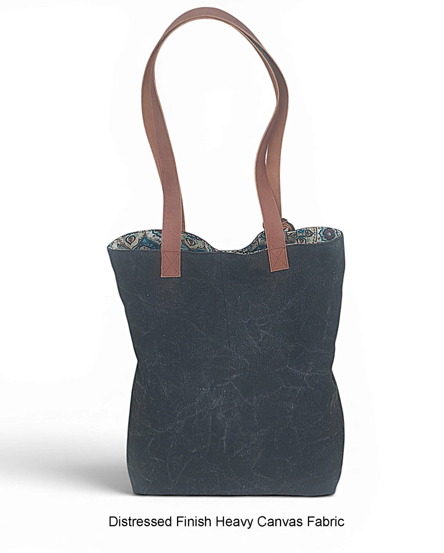 Distressed Finish Heavy Canvas Tote Handbag | Tassel Embellished | Magnetic Closure & Internal Zip Pocket Shoulder Bag | For College, Office and Daily Use | For Women