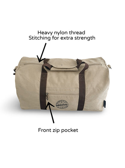 Canvas Travel Duffle Bag | 53 litres | Sports Duffel | Gym Bags | for Men and Women | 100% Cotton Lining | Detachable Broad Strap | Airline Carry-On Luggage | Oversize |
