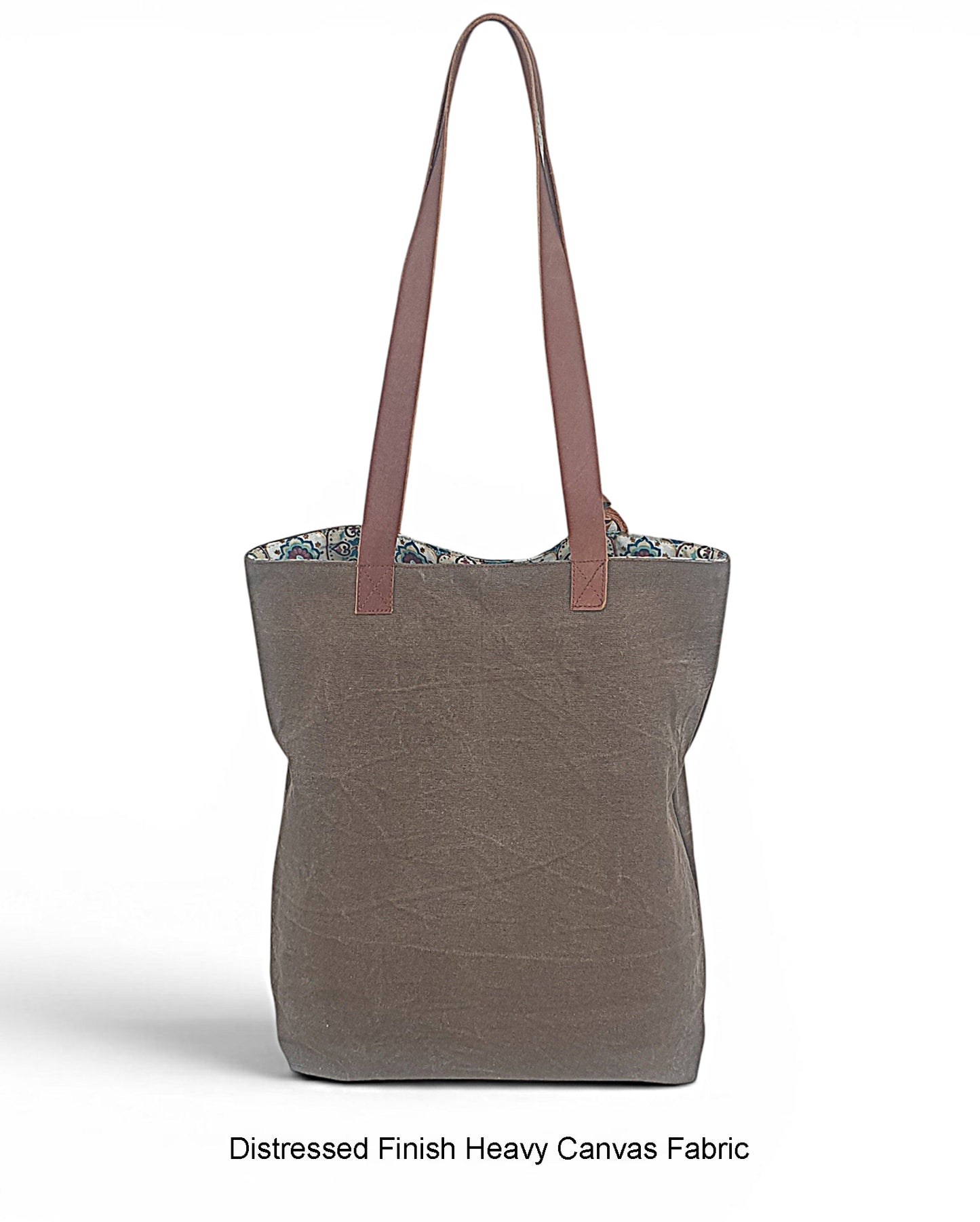 Distressed Finish Heavy Canvas Tote Handbag | Tassel Embellished | Magnetic Closure & Internal Zip Pocket Shoulder Bag | For College, Office and Daily Use | For Women