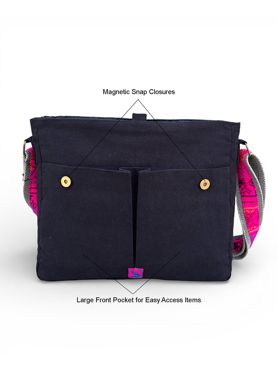 Handloom Fabric Messenger Bags for Women | Cotton Canvas Laptop Sling Bag Upto 15.6 Inches | Stylish Crossbody Sling Bag Comes with Flap Closure &  Inner Lining