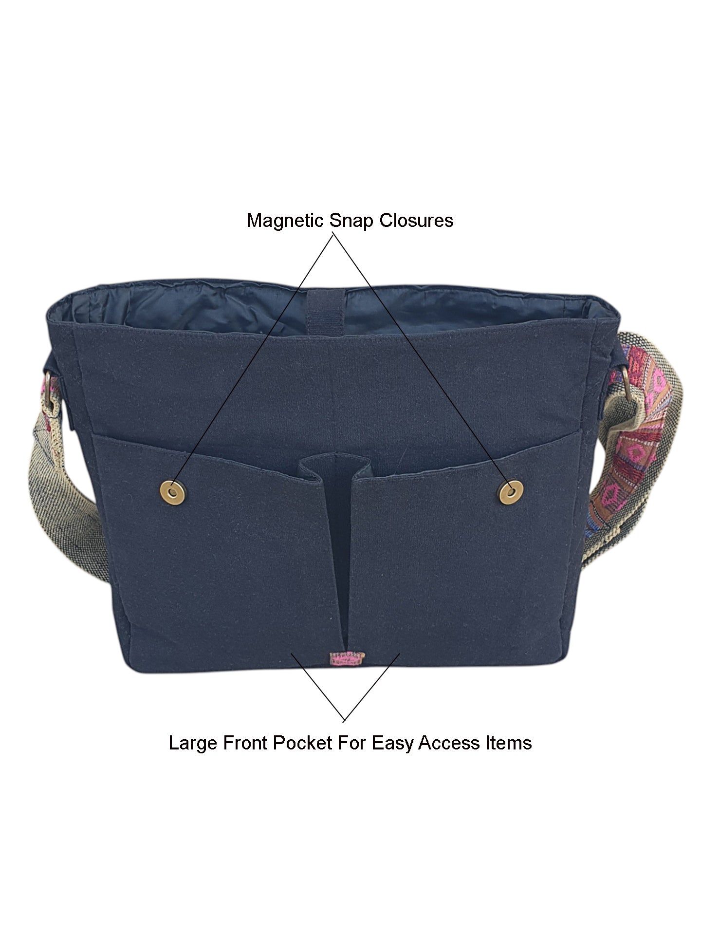 Handloom Fabric Messenger Bags for Women | Cotton Canvas Laptop Sling Bag Upto 15.6 Inches | Stylish Crossbody Sling Bag Comes with Flap Closure &  Inner Lining