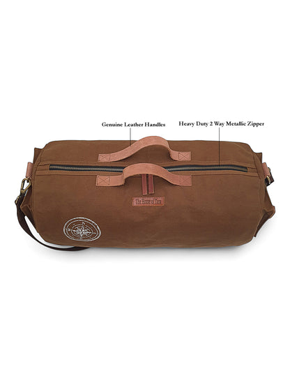 Canvas Travel Duffle Bag 25 litres | Sports Duffel | for Men and Women | Adjustable Removable Strap | Gym Bag | Luggage Garment Bag | Quick Access Pockets |