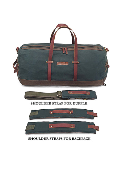 Convertible Canvas Travel Duffle Bag 25 litres | Gym Sports Duffel Backpack | Unisex | Adjustable Removable Strap | Luggage Garment Bag | Quick Access Pockets |