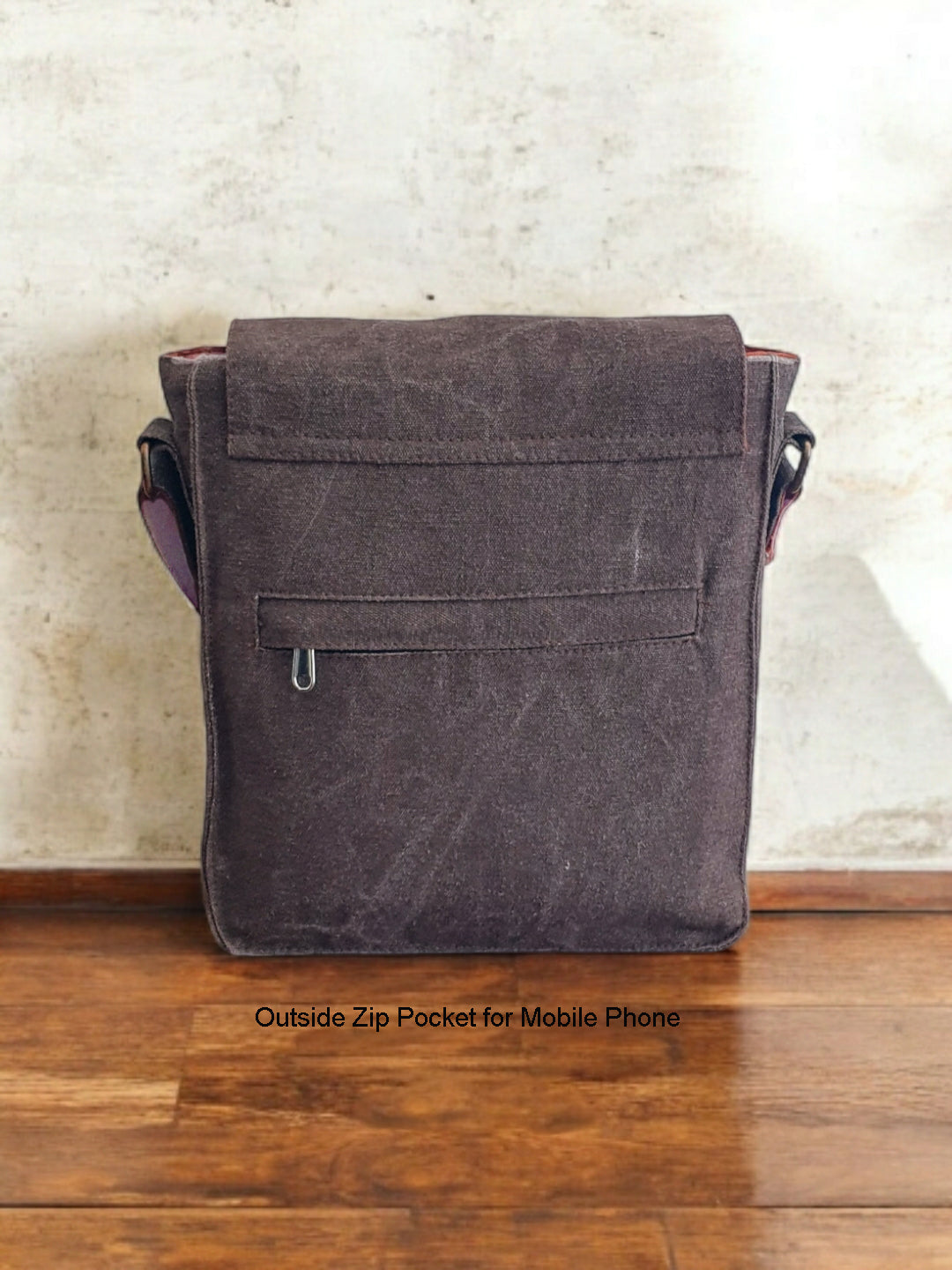 Canvas Side Sling Bag For Men & Women | Compact Messenger bag with Leather Strap on Flap Closure, Adjustable Shoulder Strap & Metal Buckle | Crossbody bag Suitable for Office