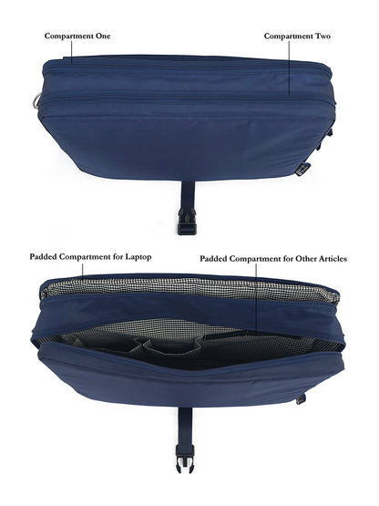Laptop Messenger Bag | With Trolley & Detachable Shoulder Strap | 2 Zip Compartments & Multiple internal pockets | Lightweight for Travel | Fits UpTo 15.6" Laptop