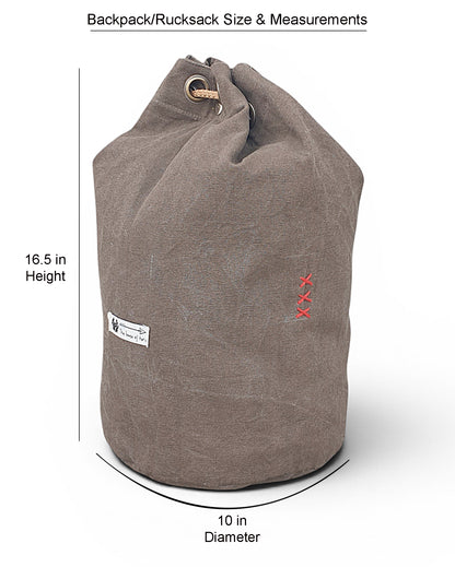 Distressed Canvas Backpack/Rucksack for Men & Women 20 Litres | Casual Cotton Bag with Spacious Compartment & Drawstring Strap | Stylish Bag suitable for College, Hiking & Everyday Essentials