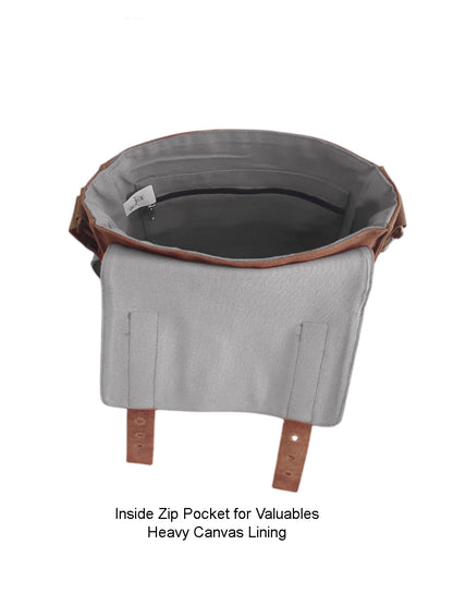 Canvas Side Sling Bag For Men & Women | Compact Messenger bag with Leather Strap on Flap Closure, Adjustable Shoulder Strap & Metal Buckle | Crossbody bag Suitable for Office