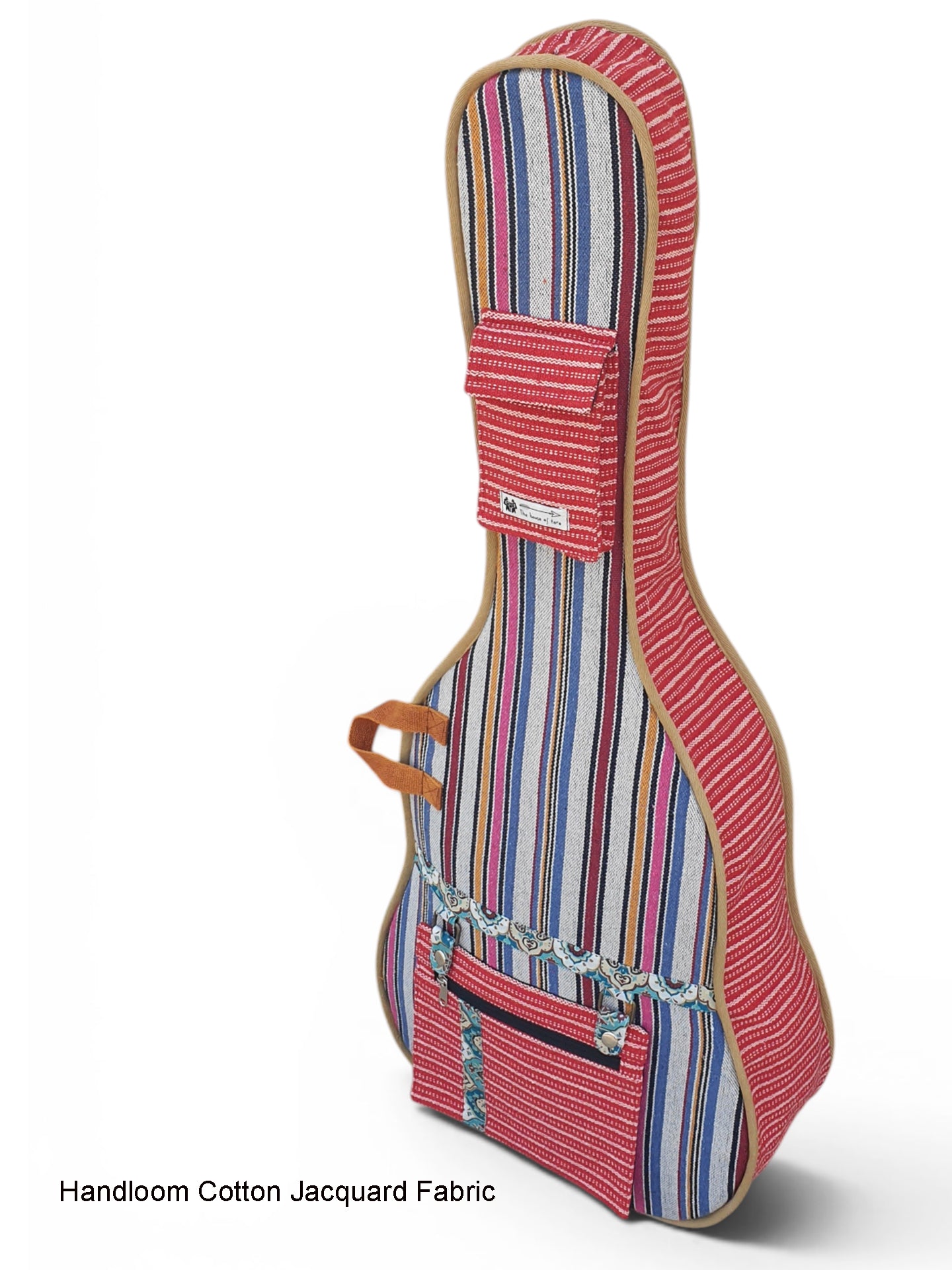 Ethnic Handloom Fabric Acoustic Guitar Bag Cover for Men and Women | Modern Guitar Case | Inner Lining | Adjustable Straps | Padded Protection | Zip Pockets |
