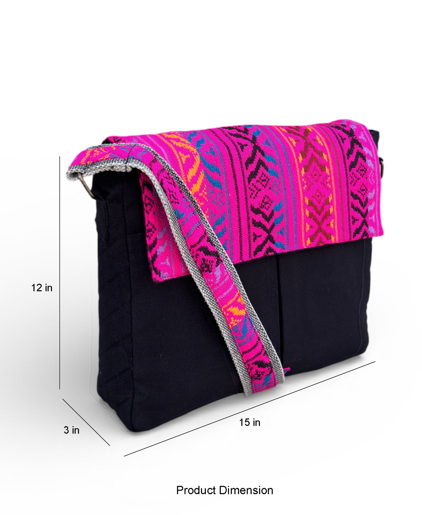 Handloom Fabric Messenger Bags for Women | Cotton Canvas Laptop Sling Bag Upto 15.6 Inches | Stylish Crossbody Sling Bag Comes with Flap Closure &  Inner Lining