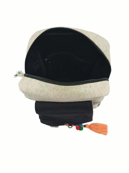 Handloom Fabric Backpack for Women 10 Litres | Multicolour Casual Cloth Bag with  Inner lining | Stylish Bag suitable for College, Travel & Beach