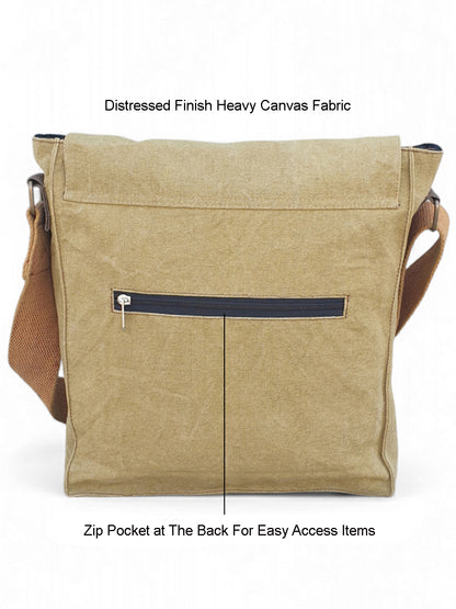 Sturdy Cotton Canvas Messenger Bags for Men and Women | With two Magnetic Snap Buttons Flap Closure, Adjustable Body Strap & Multiutility Lobster Hook
