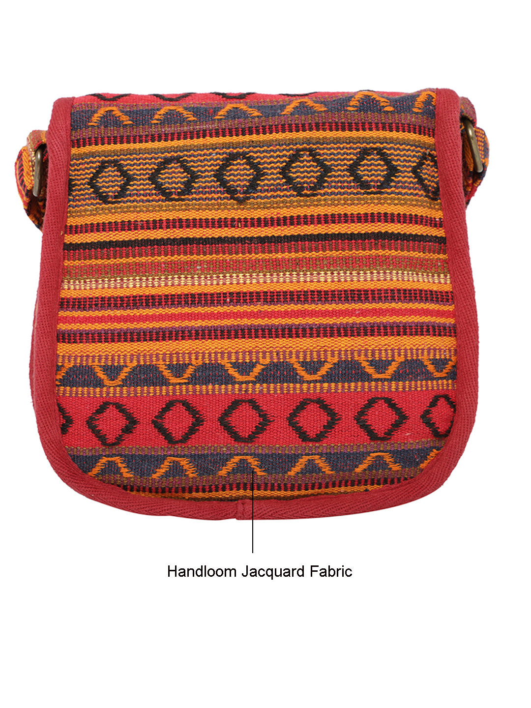 Ethnic Handloom Crossbody Sling Bag | Embellished with Tassels and Trims. Flap Closure with a Snap Button | Internal Zip Pocket | Multicolour side Crossbody Bag for Women | Handmade.