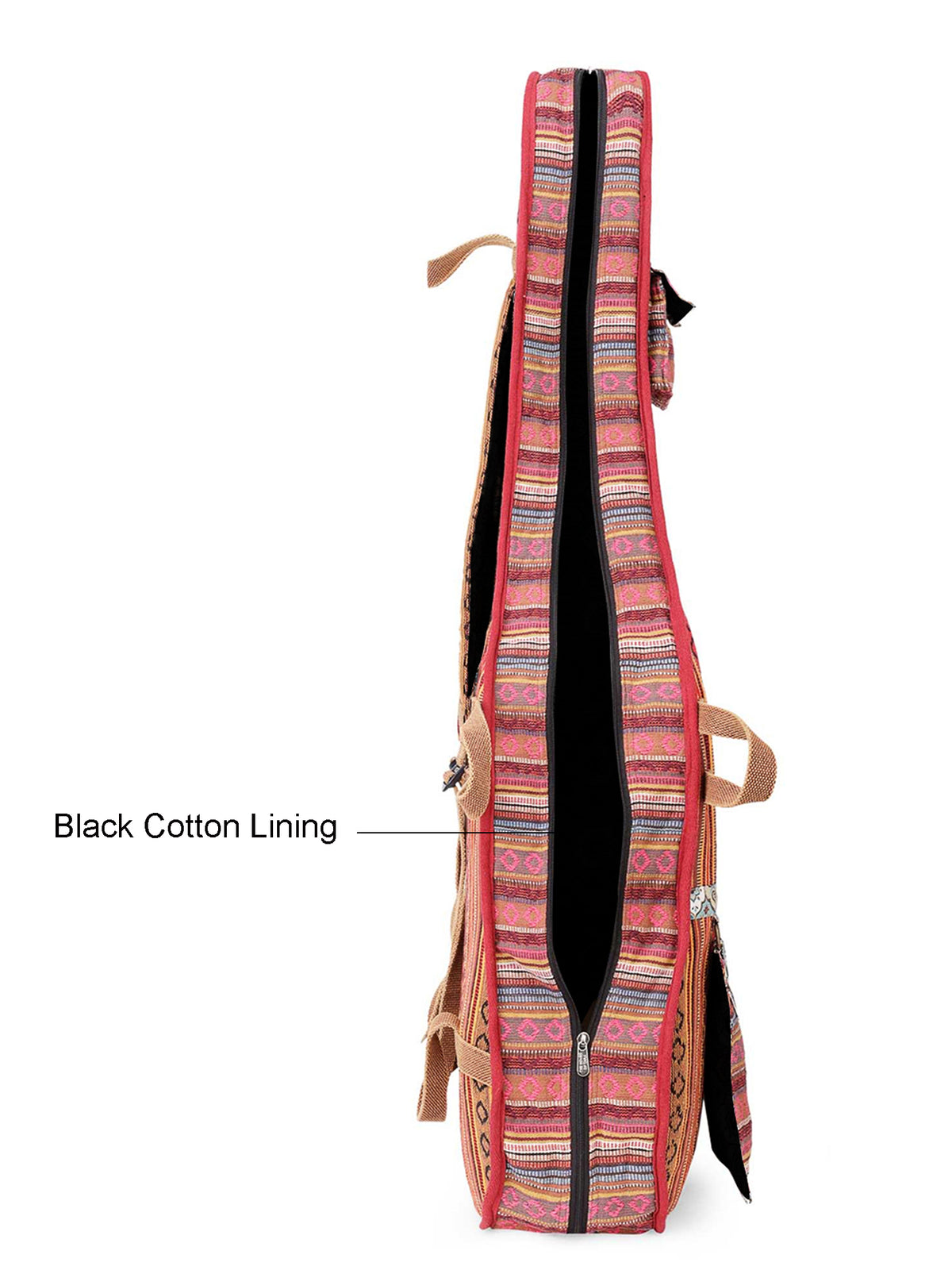 Ethnic Handloom Fabric Acoustic Guitar Bag Cover for Men and Women | Modern Guitar Case | Inner Lining | Adjustable Straps | Padded Protection | Zip Pockets |