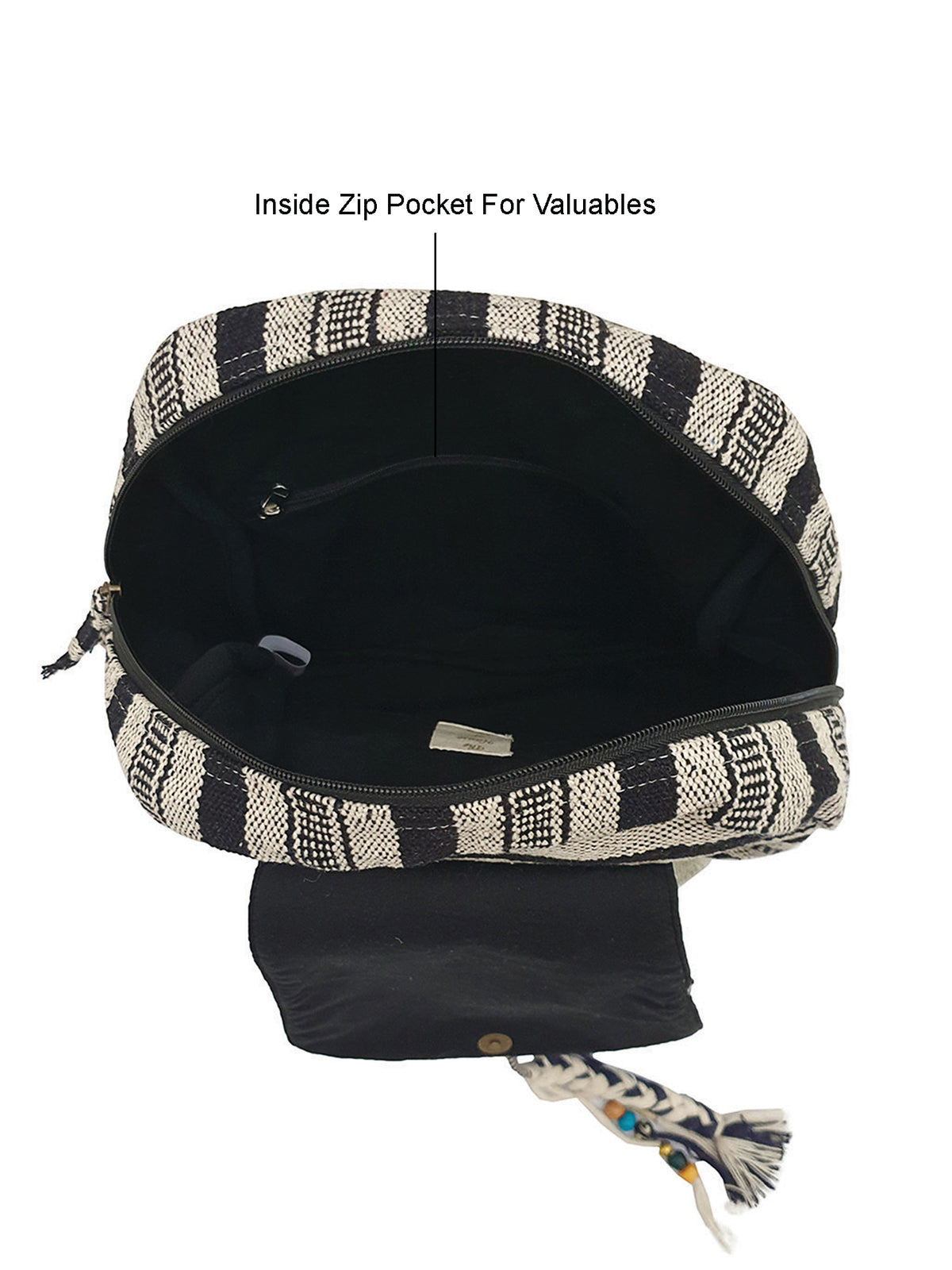 Handloom Fabric Backpack for Women 10 Litres | Multicolour Casual Cloth Bag with  Inner lining | Stylish Bag suitable for College, Travel & Beach