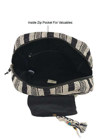 Handloom Fabric Backpack for Women 10 Litres | Multicolour Casual Cloth Bag with  Inner lining | Stylish Bag suitable for College, Travel & Beach